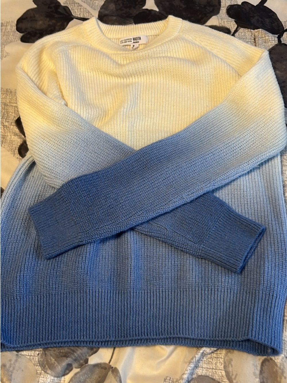 BB Dakota Ombre Cream to Blue Crewneck Sweater